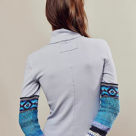 We The Free All Too Well Cuff Turtleneck Top in Moonstone Combo XS NWT - Picture 7 of 9